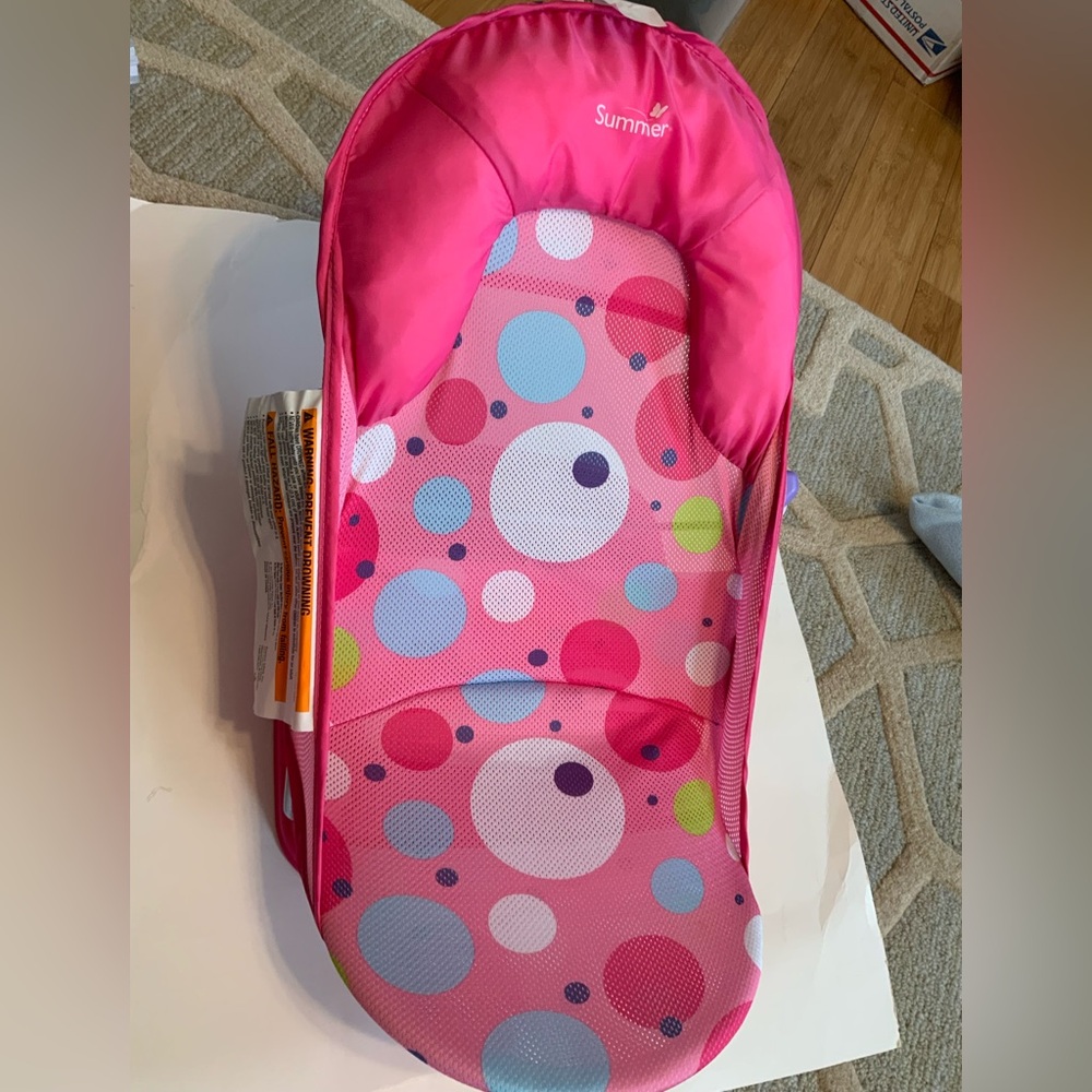 SUMMER INFANT PINK MIX BUBBLES DELUXE BABY BATHER SLING